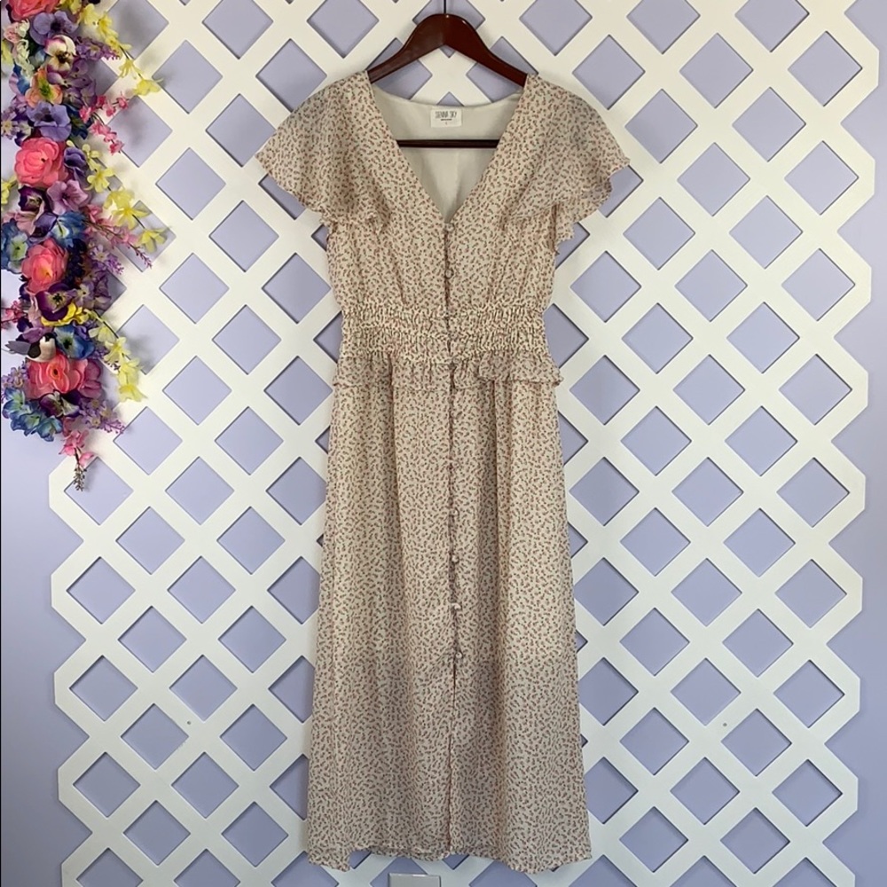 Sienna Sky Ruffle Floral Button Down Dress S